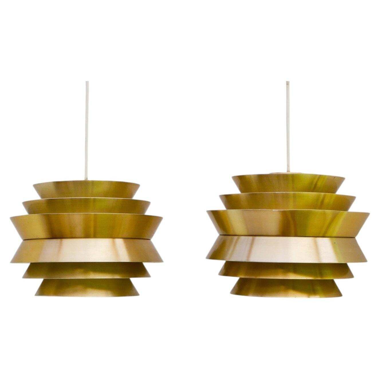 Elegante Hanglampen van Messing Gekleurd Metaal van Carl Thore, Zweden
