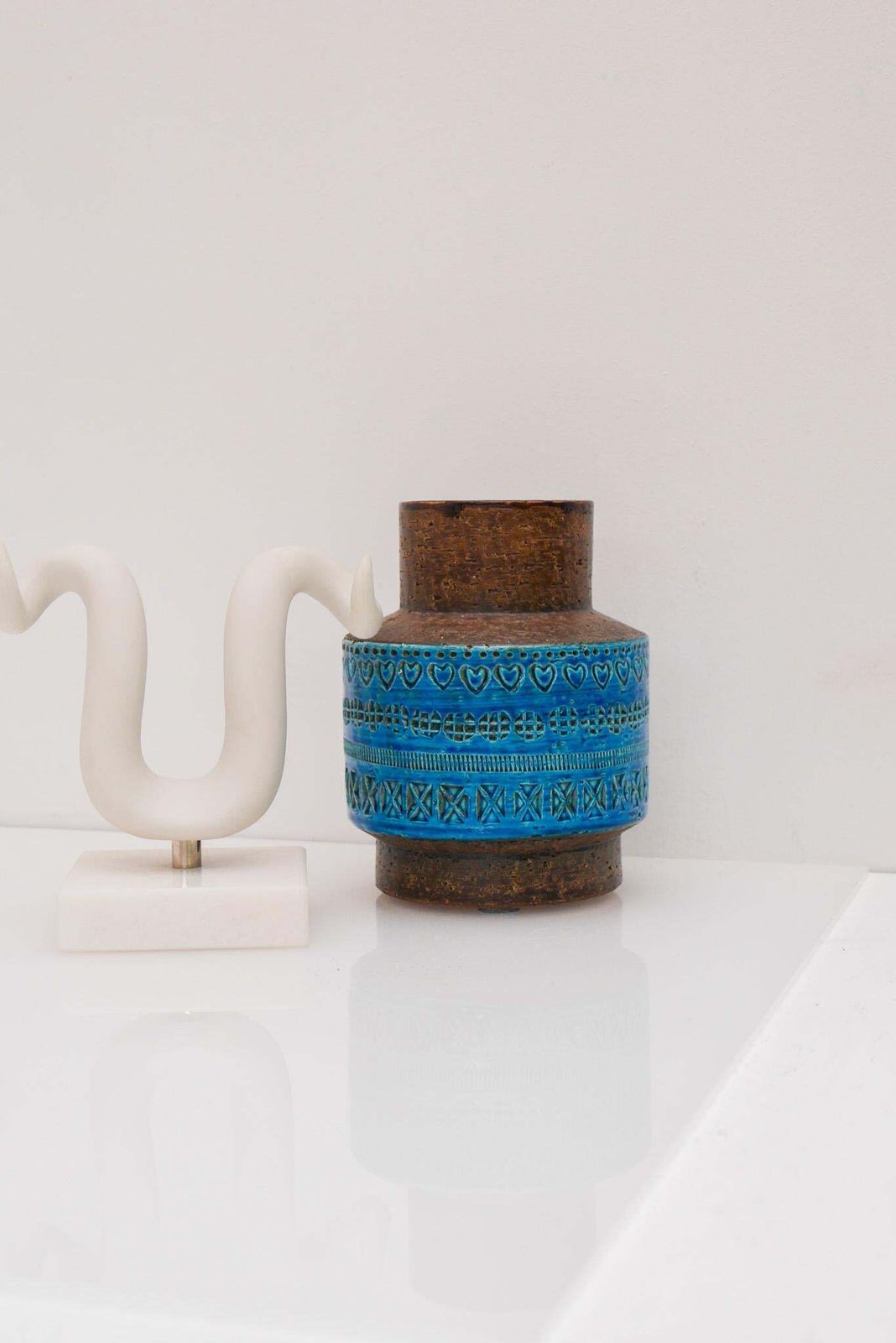 Bitossi Pottery Vase, Rimini Blue, By Aldo Londi, Italy photo buy
