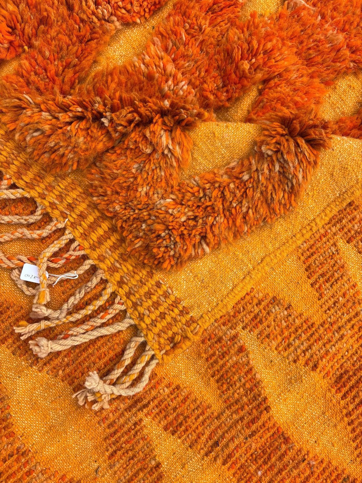 Orange Moroccan Rug 200x300 Cm, Authentic Moroccan Rug, Berber Carpet, Genuine Wool Rug, Handmade Rug, Beni Ourain Style, Area Rug photo Textiles