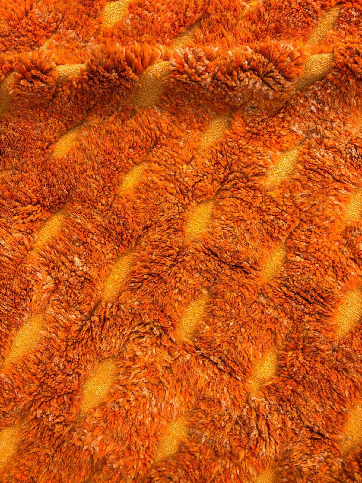 Textiel Oranje Marokkaans vloerkleed 200x300 cm, authentiek Marokkaans vloerkleed, Berber tapijt, wollen vloerkleed, handgemaakt vloerkleed, Beni Ourain stijl, vloerkleed photo