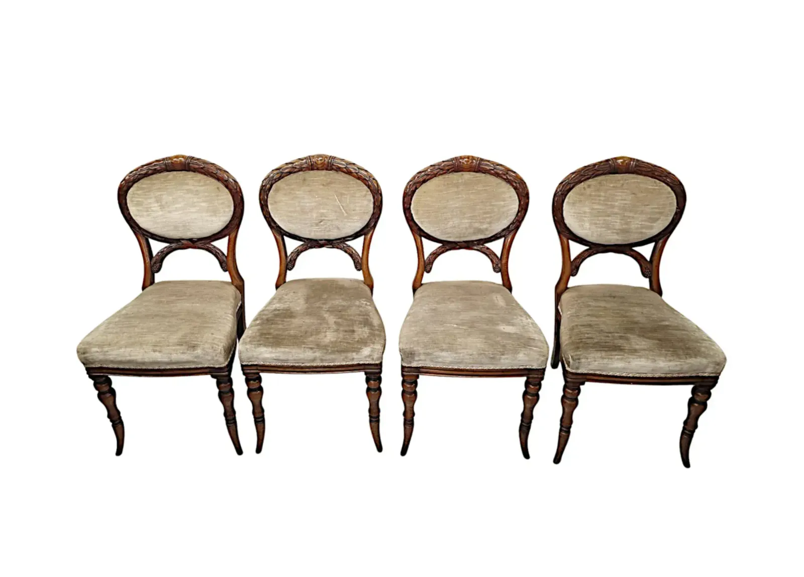 A Very Fine Set Of Four 19th Century Irish Solid Oak Dining Chairs Stamped 'Strahan' Of Dublin photo for sale