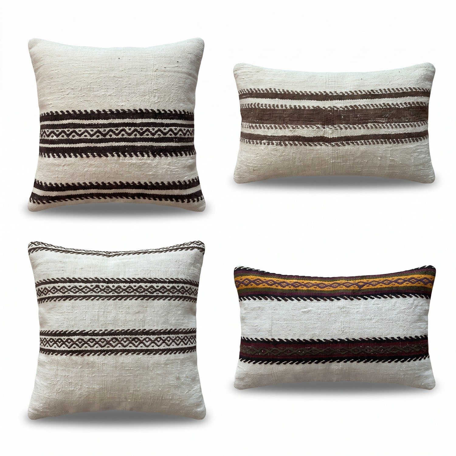 Housse de coussin lombaire Oushak Kilim 40 x 60 cm, lot de quatre