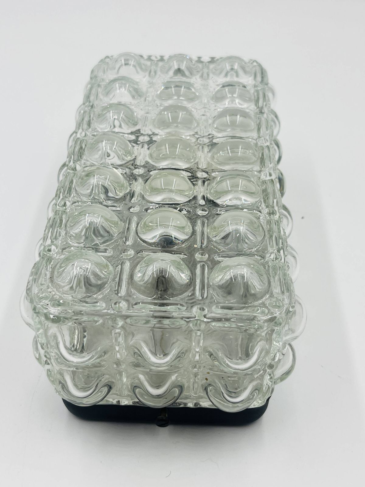 Rechthoekige plafondlamp met bolle glazen kap, Helena Tynell, jaren 70 stijl photo for sale