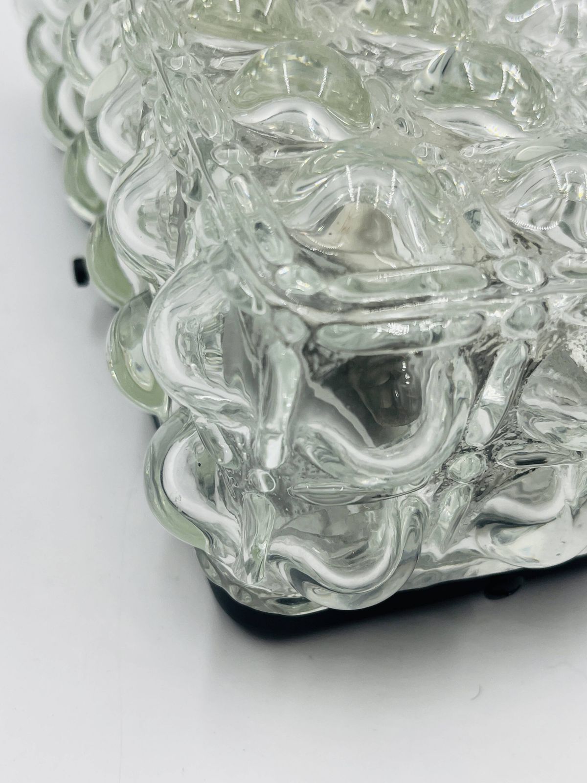 Rechthoekige plafondlamp met bolle glazen kap, Helena Tynell, jaren 70 stijl photo vinterior