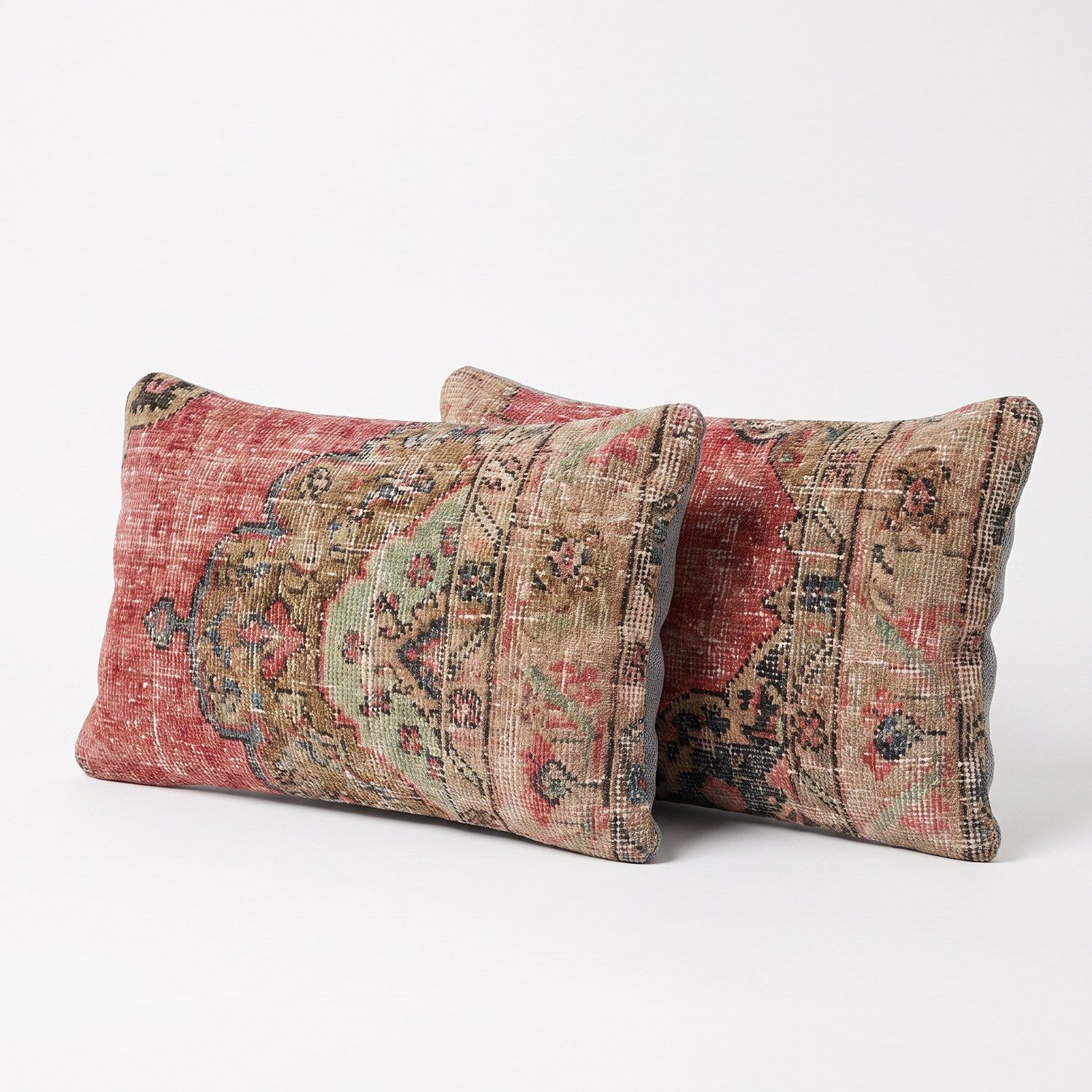 Turkische Oushak Vloerkleed Lumbarkussenhoes 40 x 60 cm, Set van Twee photo furniture