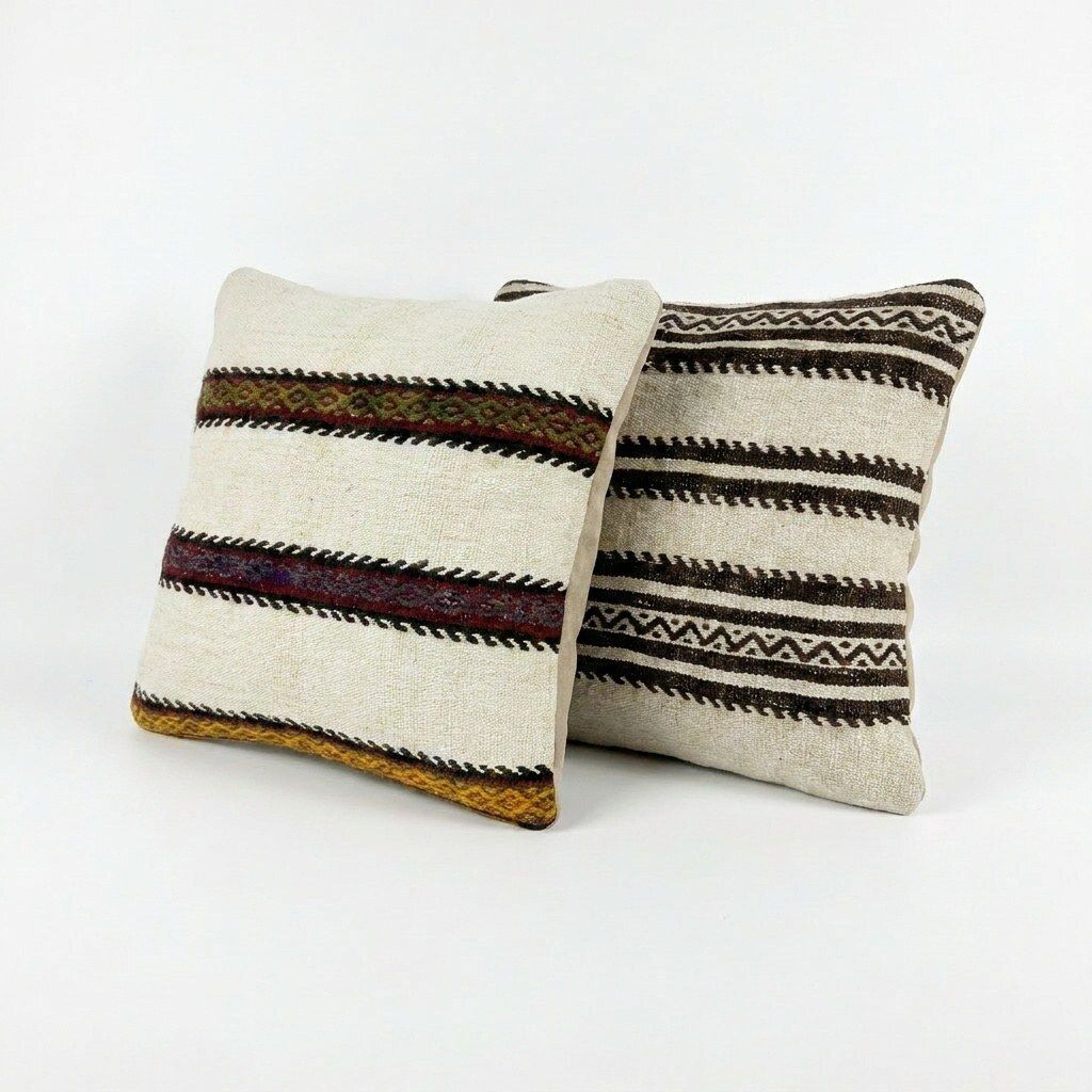 Turkse kilim kussenhoes 50 x 50 cm, set van twee photo furniture