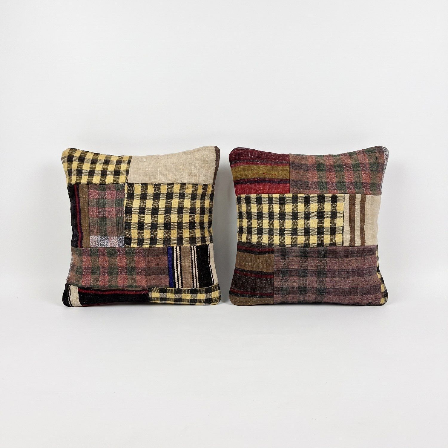 Housse de coussin kilim turc bohémien 50 x 50 cm, lot de deux