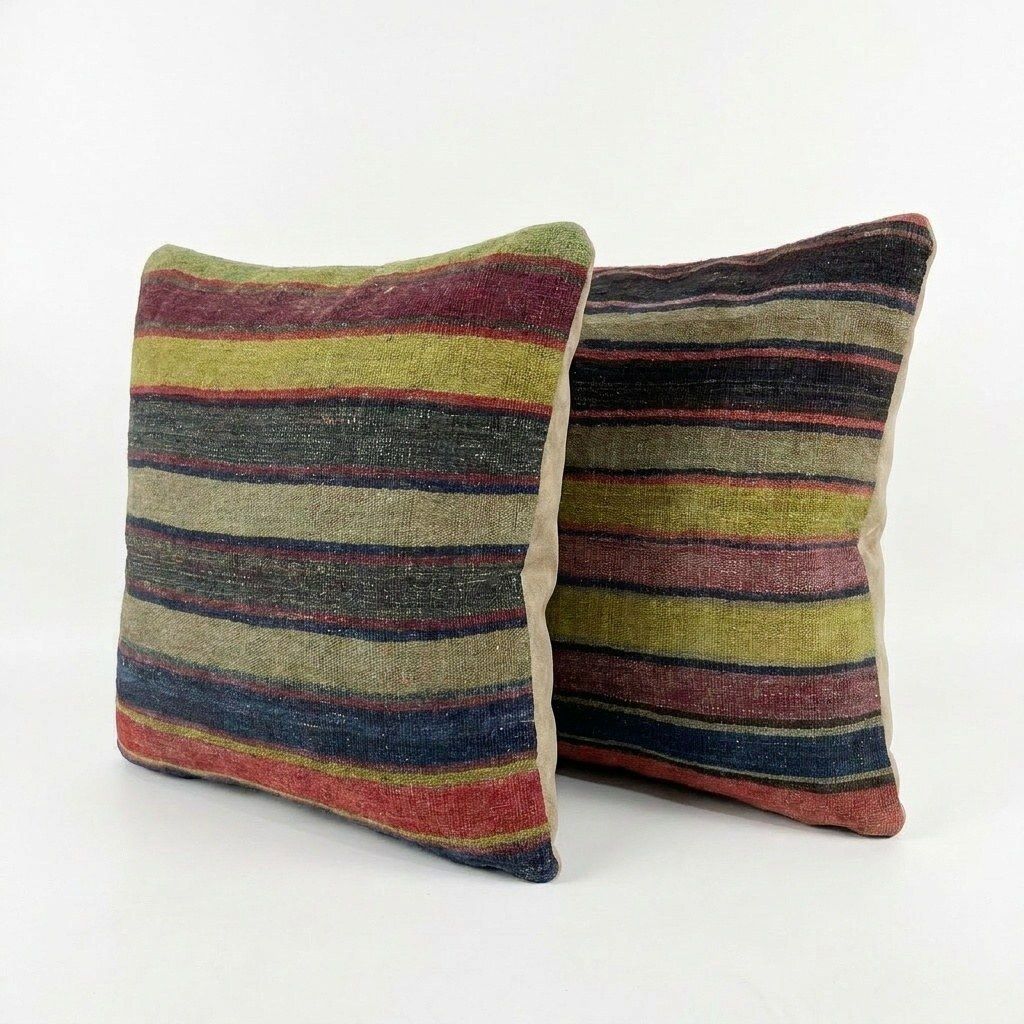 Turkische Kilim Kussenhoes 60 x 60 cm, Set van Twee photo furniture