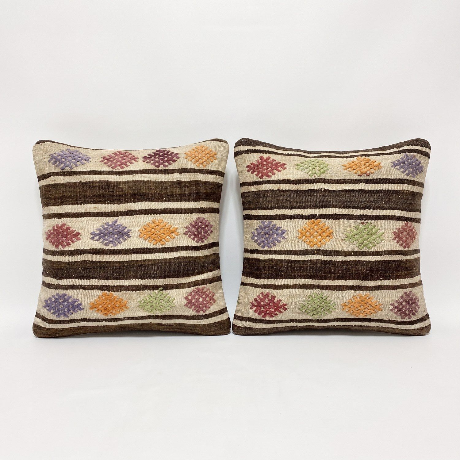 Turkische Kilim Kussenhoes 60 x 60 cm, Set van Twee