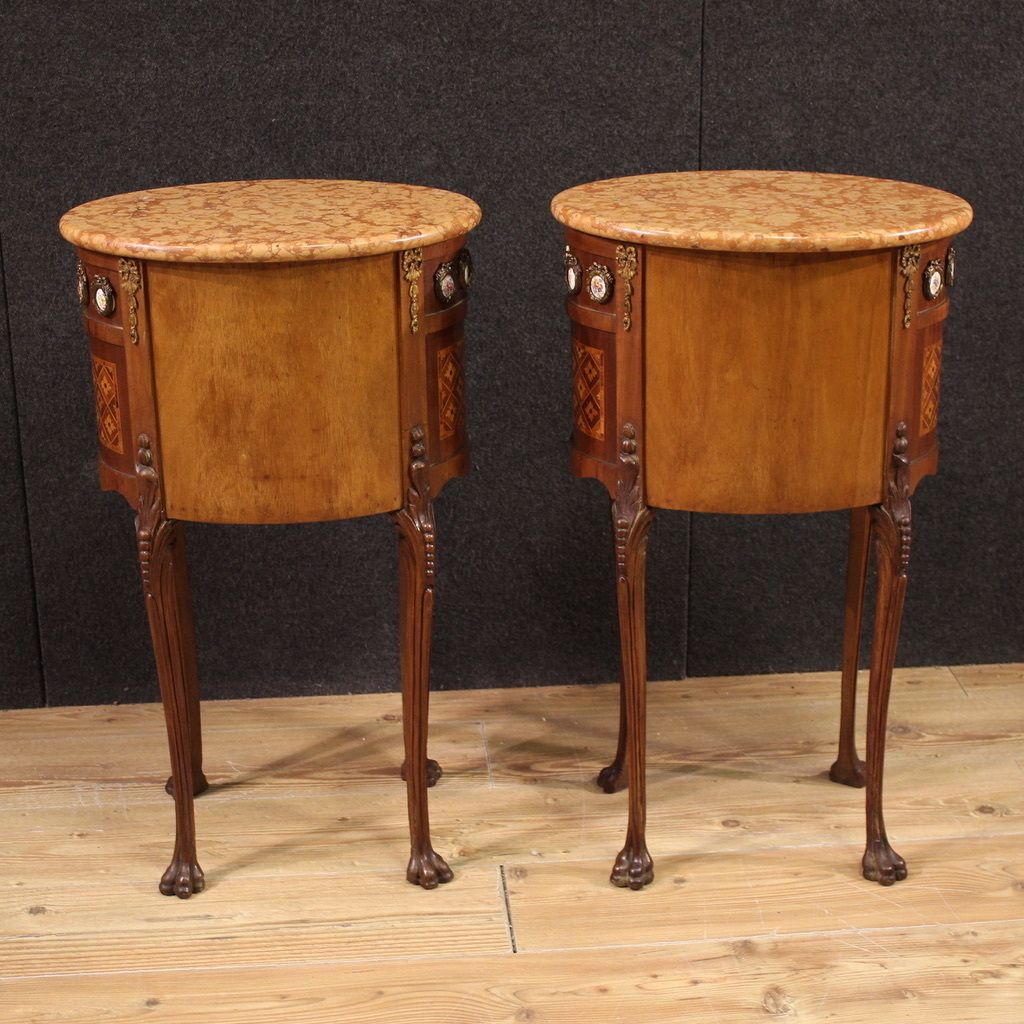 Mobilier Paire de tables de chevet françaises à marqueterie, XXe siècle photo