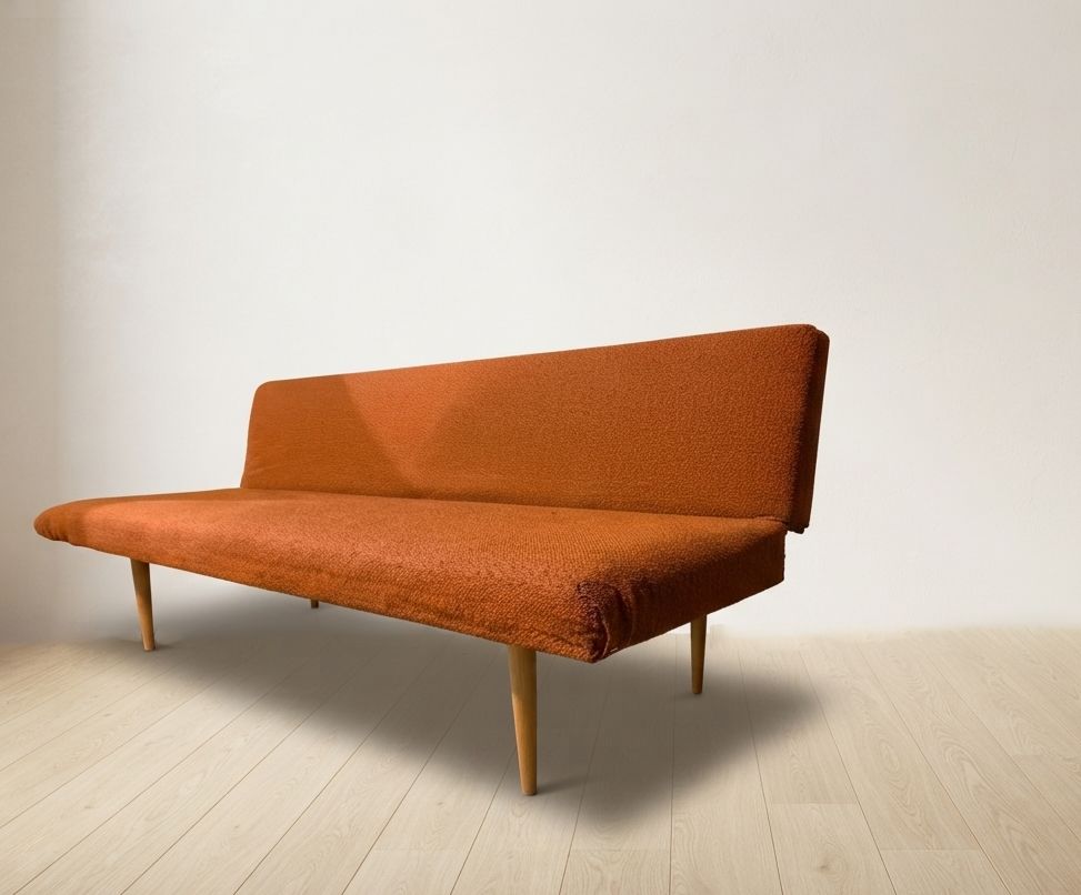 photo furniture Mid Century Folding Daybed By Miroslav Navrátil, Orange Upholstery, 1960s, Czechoslovakia, 186 × 60 × 72 Cm