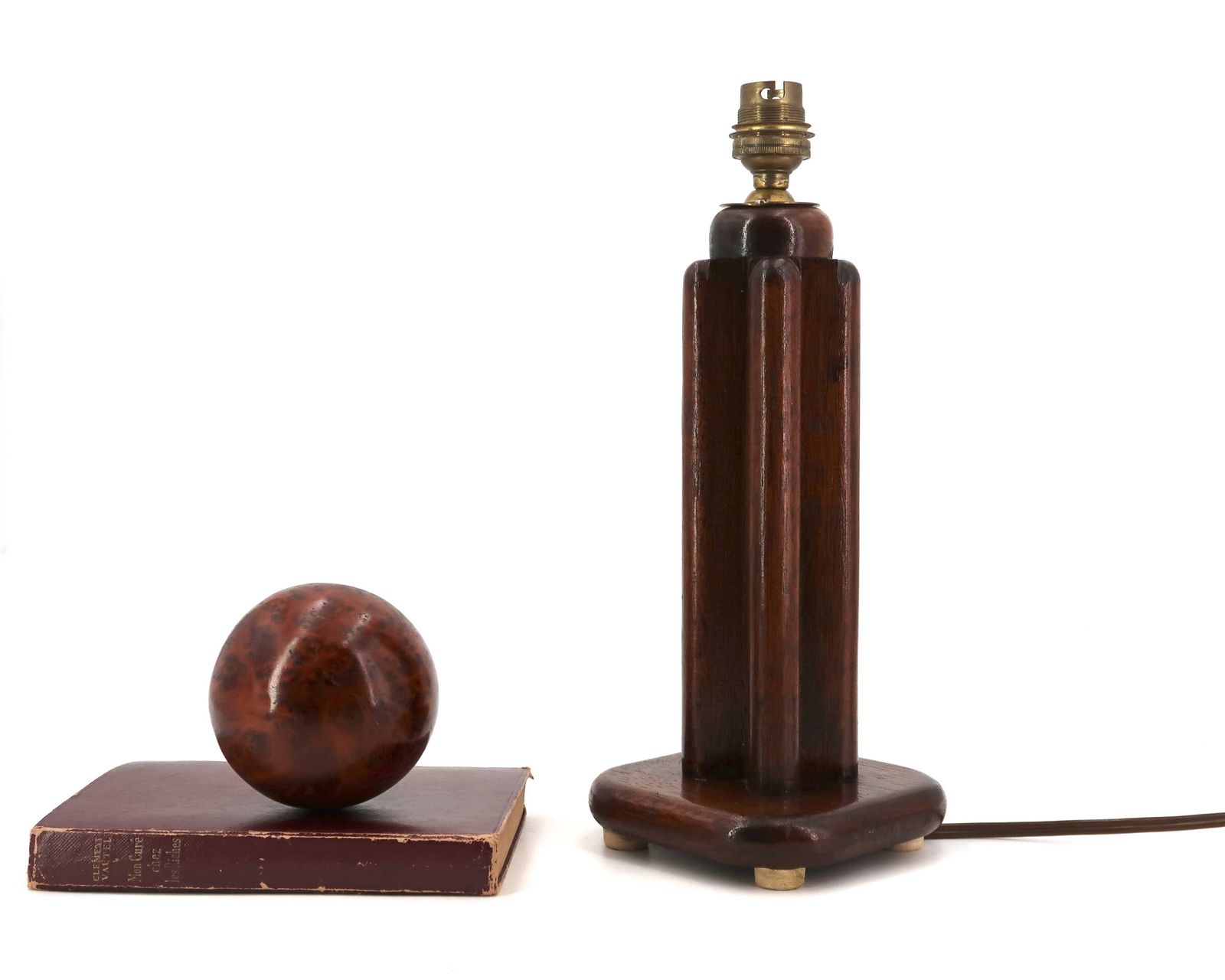 Lampe Art déco en bois sombre, années 1910 photo for sale