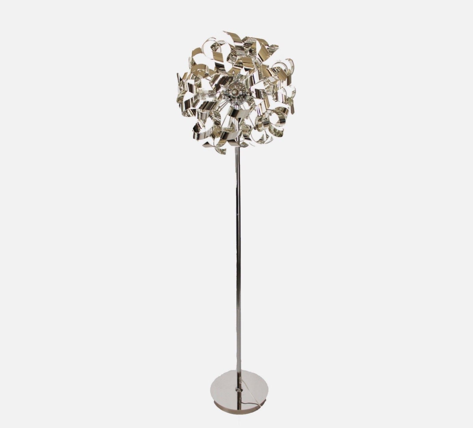 Vloerlamp Curl Style 4 Led Lamp Chromen Voet Zilverkleurige Kunststof Kap