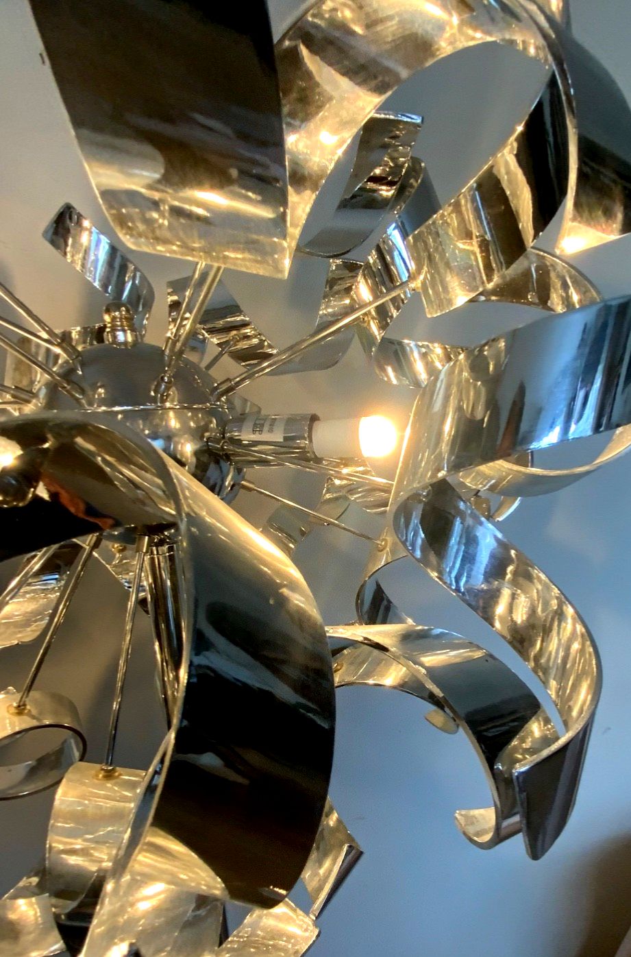 Vloerlamp Curl Style 4 Led Lamp Chromen Voet Zilverkleurige Kunststof Kap photo vinterior