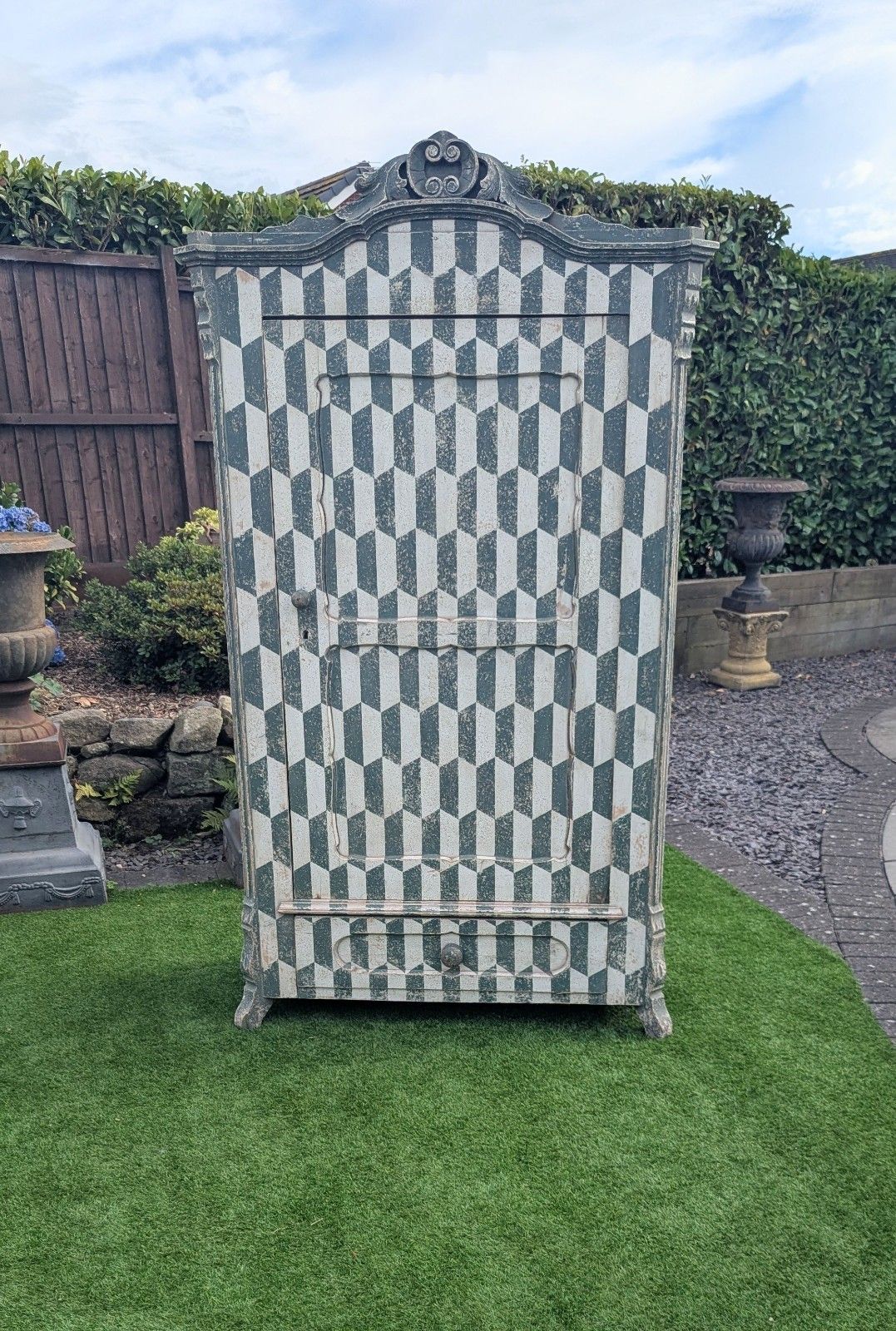 Mid Late 19th Century Italian Pine Painted Wardrobe Delivery Available 0366