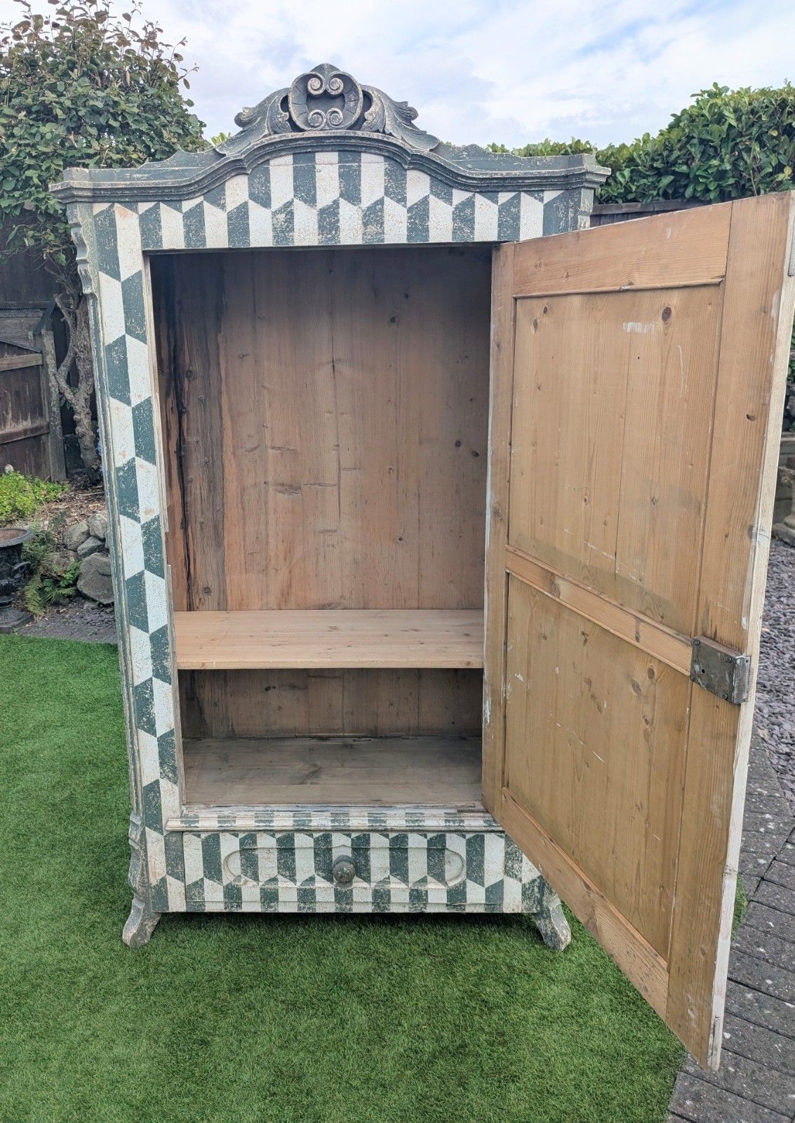 Mid Late 19th Century Italian Pine Painted Wardrobe Delivery Available 0366 photo vintage