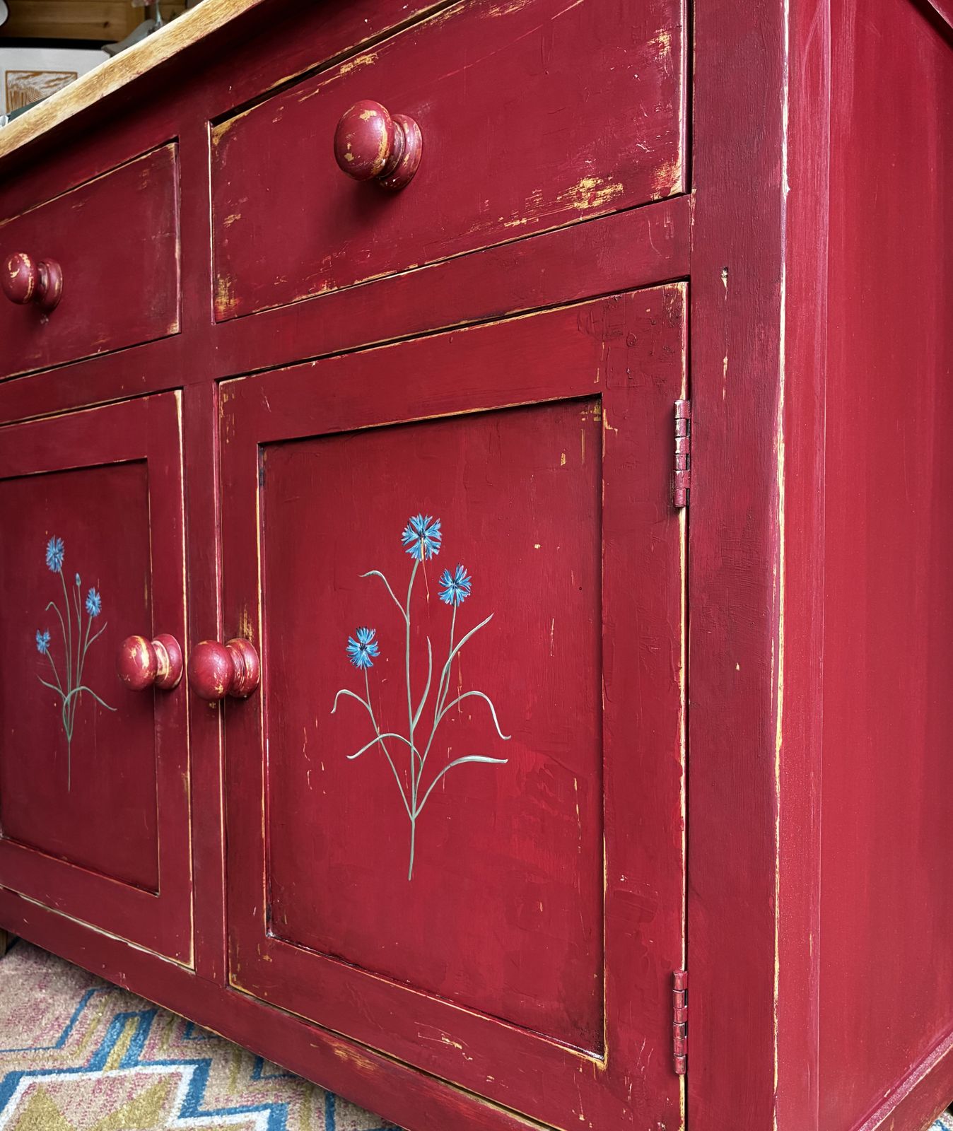 Red Painted Oak Cupboard, 2010s photo for sale