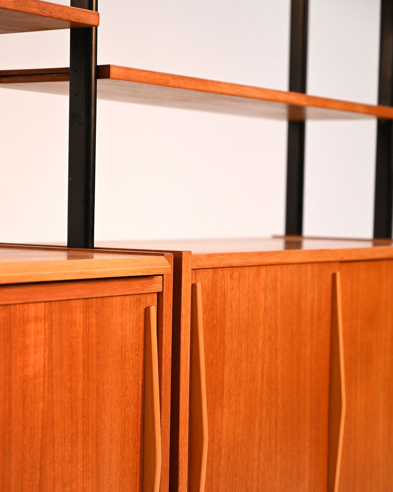 photo for sale Scandinavian Modular Teak And Lacquered Wood Shelving Unit, 1960s