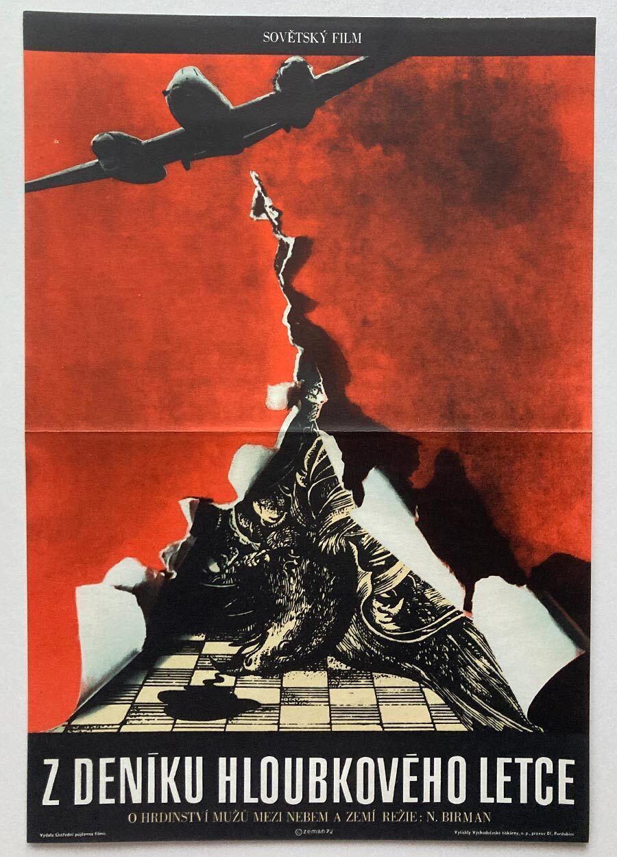 Originele filmaffiche, Chronicle Of The Dive Bomber, Václav Zeman, 1972, Tsjechische vintage druk