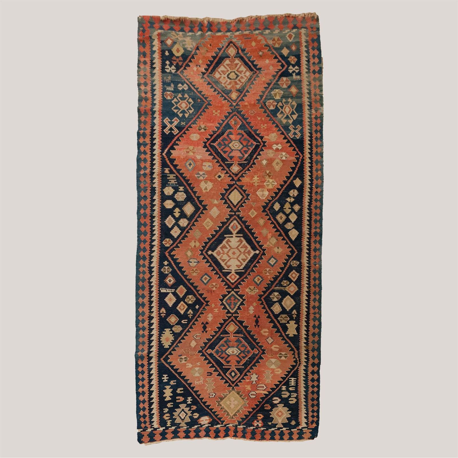 Large Vintage Hand Knotted Caucasian Kazak Kilim Runner   370 × 165 Cm. photo vinterior