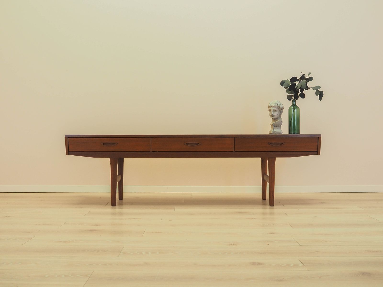 Danish Teak Sideboard From The 1970s – Low Profile Design With Three Drawers, Scandinavian Modern photo furniture