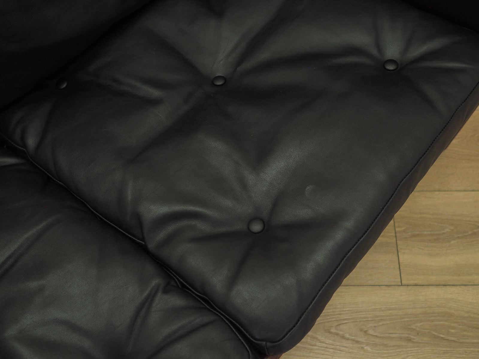 photo furniture Three Seater Sofa By Gunnar Myrstrand For Källemo, Wood And Leather, 1960s