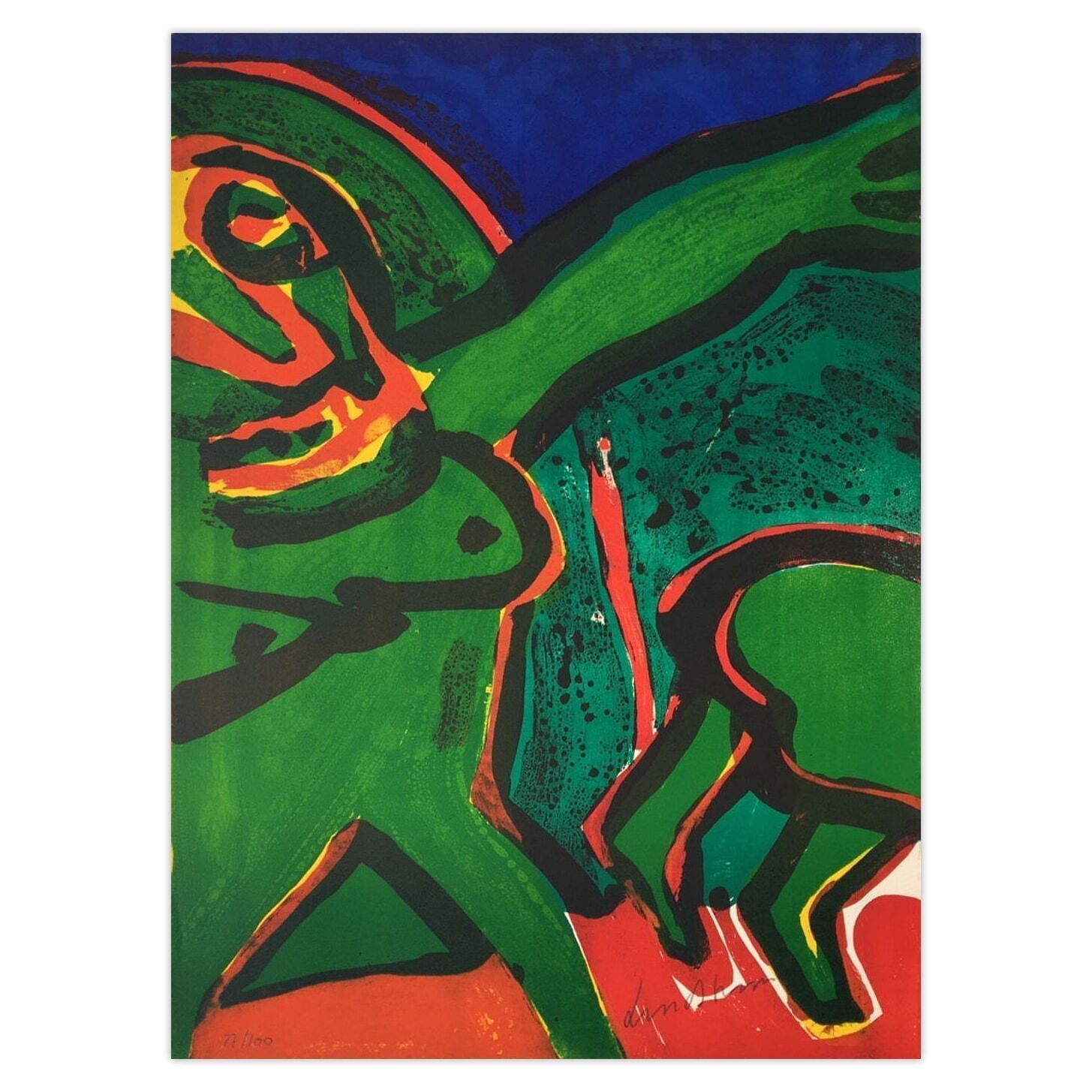 Bengt Lindstrom Gesigneerde Lithografie Poursuite 1978