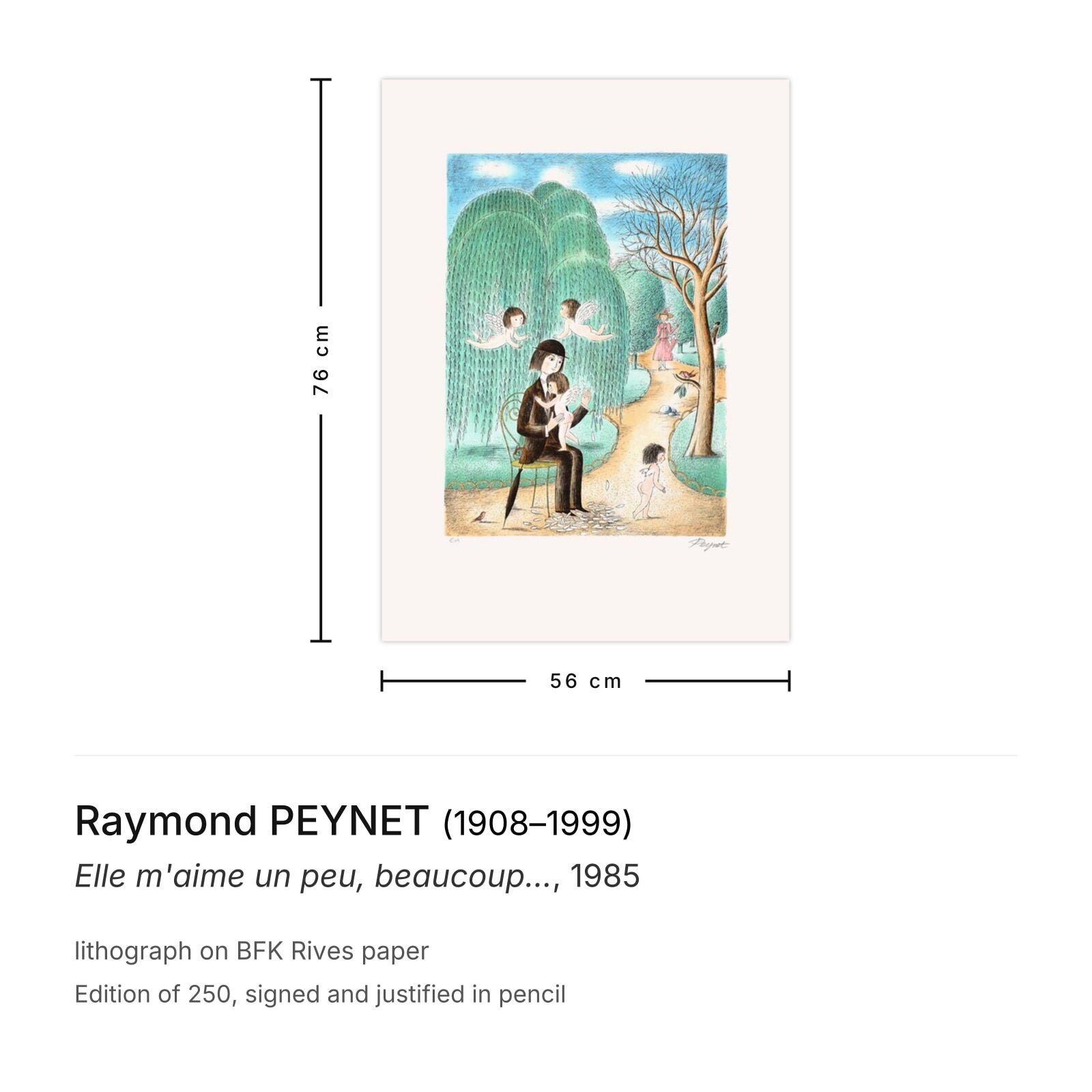 Raymond Peynet Gesigneerde Lithografie Elle M'aime Un Peu, Beaucoup... 1985 photo furniture
