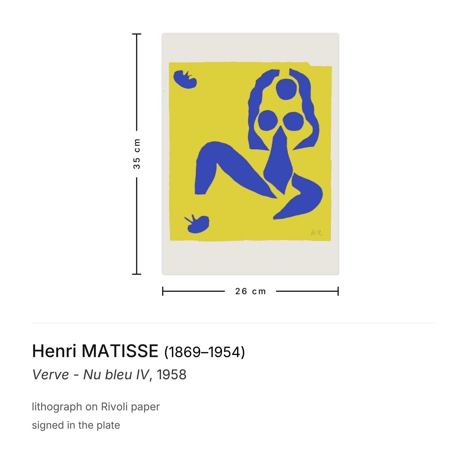 Henri Matisse Lithograph Verve   Nu Bleu IV 1958 photo furniture