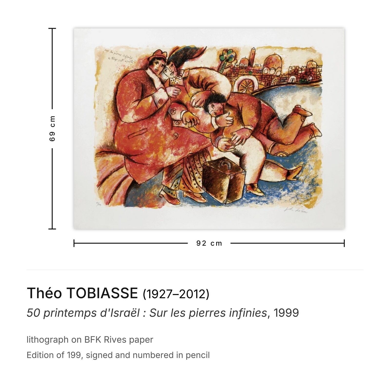 Théo Tobiasse Gesigneerde Lithografie 50 Printemps D'israël : Sur Les Pierres Infinies 1999 photo furniture