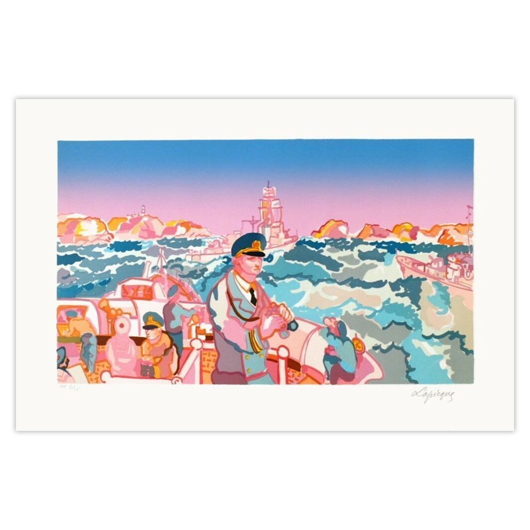 Charles Lapicque Gesigneerde Lithografie Bretagne   Manoeuvres En Rade De Brest 1986