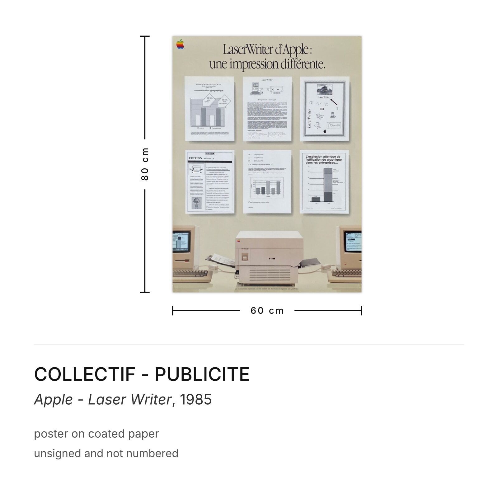 Collectif   Publicite Poster Apple   Laser Writer 1985 photo furniture