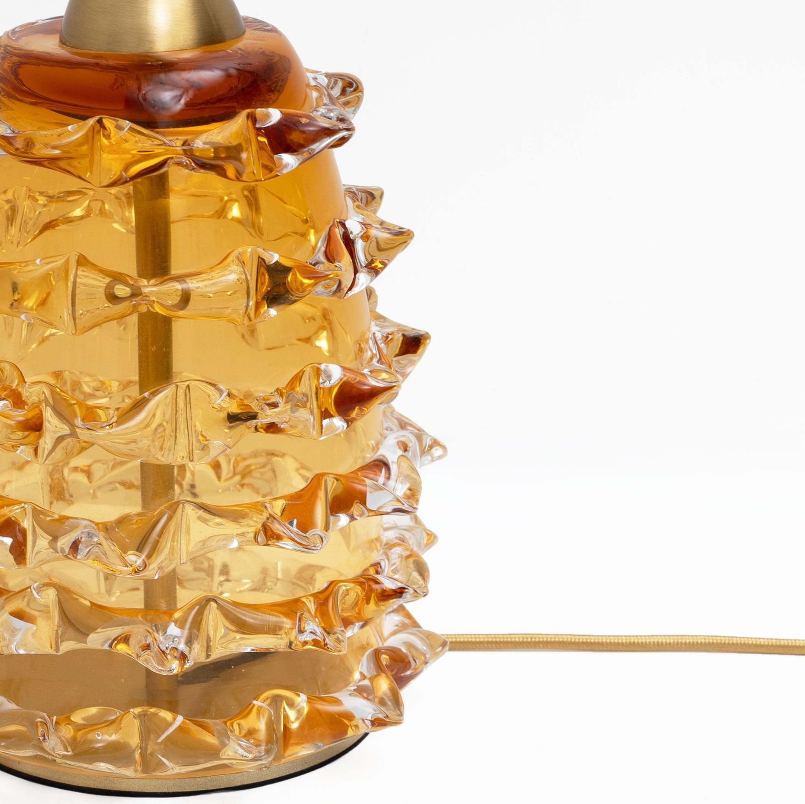 Paar Amber Rostrato Murano Glazen Tafellampen photo Verlichting