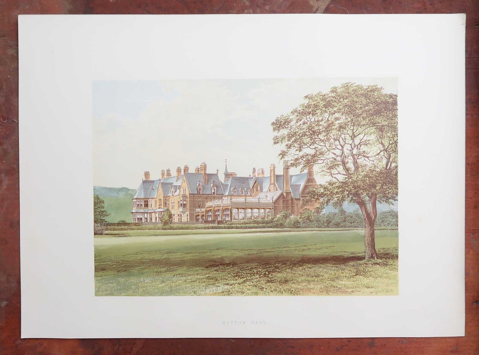 Set van 12 antieke prenten van Engelse landhuizen en tuinen, ca. 1880 photo Kunst