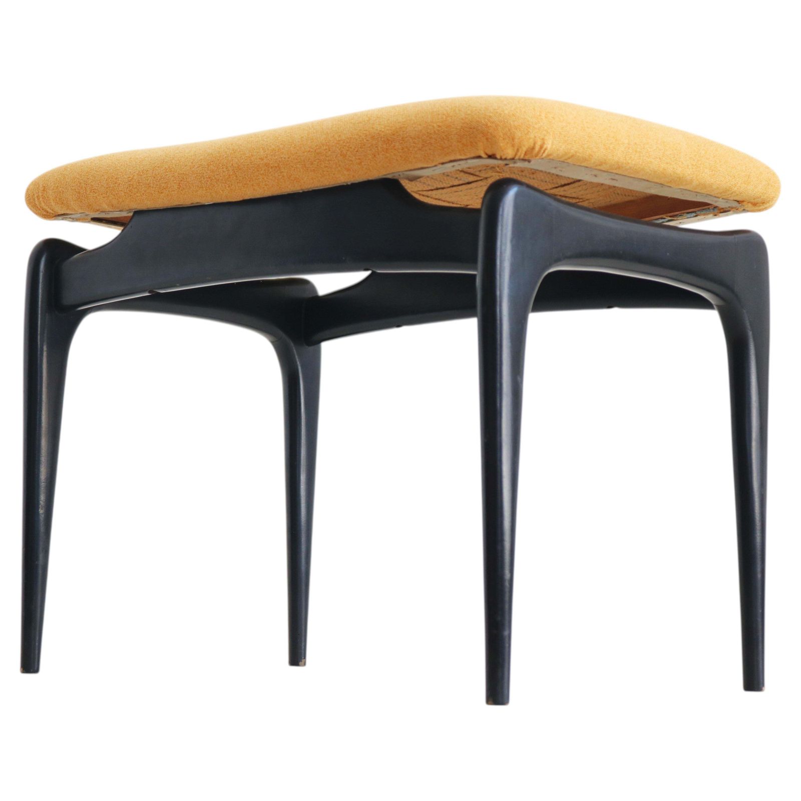 Italiaanse organische geëboniseerde houten ottoman of voetenbankje ca. jaren 1950, in de stijl van Gio Ponti