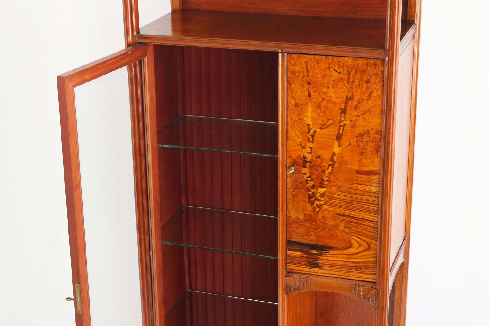 19997.0 Louis Majorelle Signed Art Nouveau Marquetry Display Cabinet, France, Circa 1900 photo