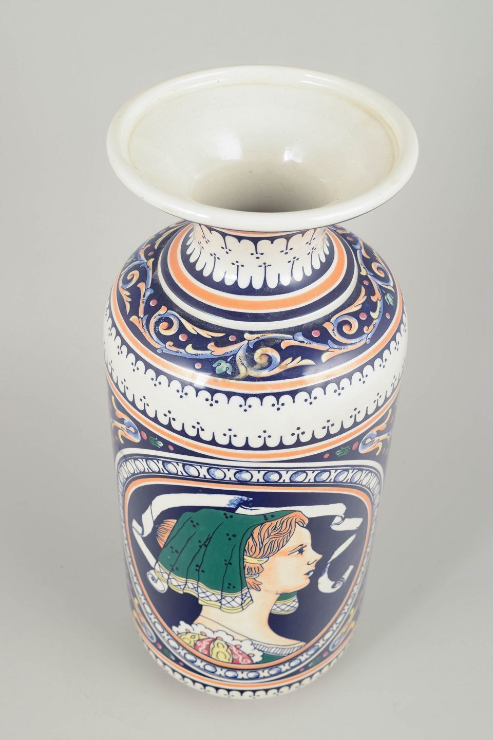 Italian Majolica Vase With Portrait Medallion. 20th C. photo furniture
