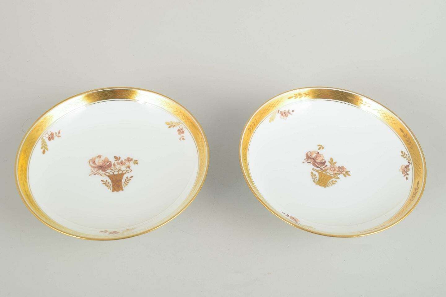 Royal Copenhagen Golden Basket. Pair Of Porcelain Compotes, 1970/80s. photo furniture