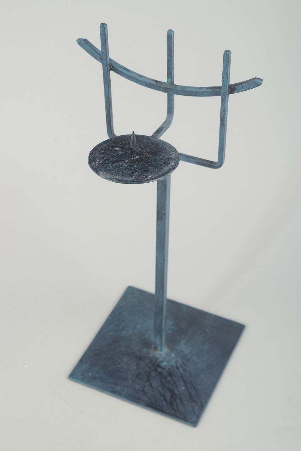 Grand bougeoir Olof Lundström Orloff en métal patiné, années 1970 photo furniture