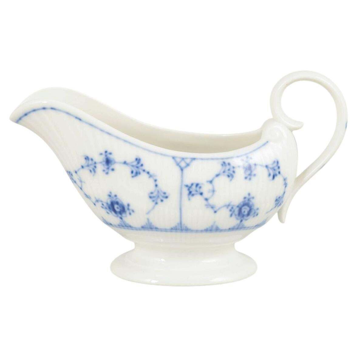 Royal Copenhagen. Blue Fluted Plain Small Butter Sauce Boat. Dated 1963