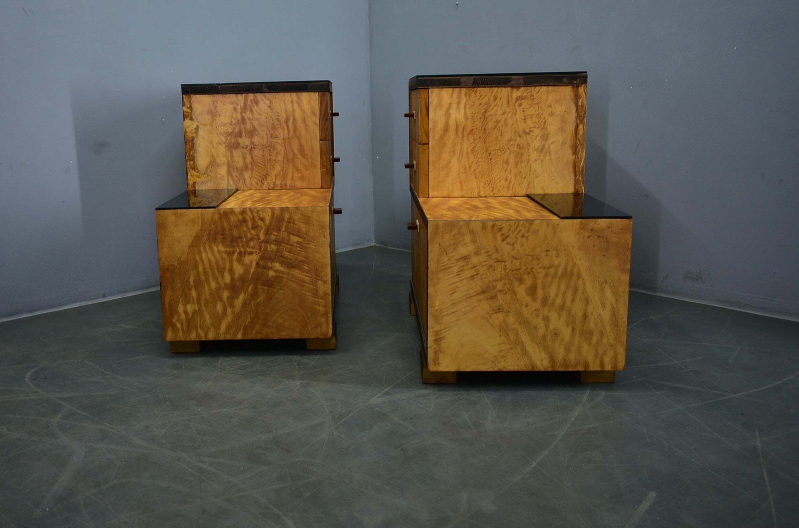 1801.0 1939s Pair Of Art Deco Bedside Tables, Czechoslovakia photo