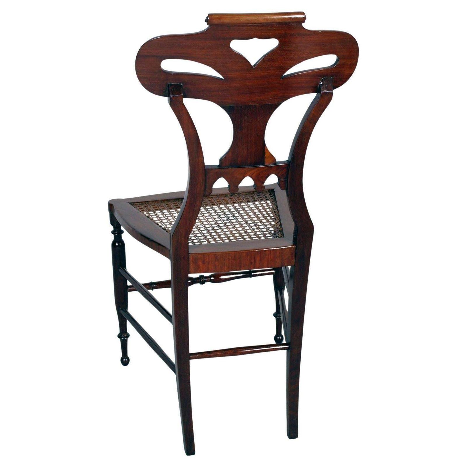 Paar Art Nouveau stoelen in walnoot, gegraveerd en gesneden photo vintage