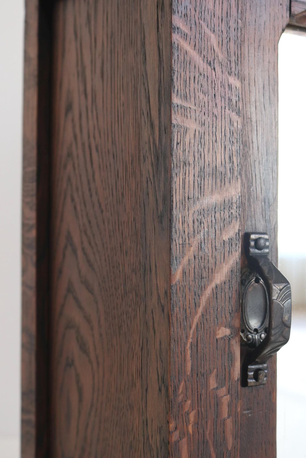 Antique Oak Mirror Wall Cabinet | Bathroom Storage | Hanging Or Freestanding photo vinterior
