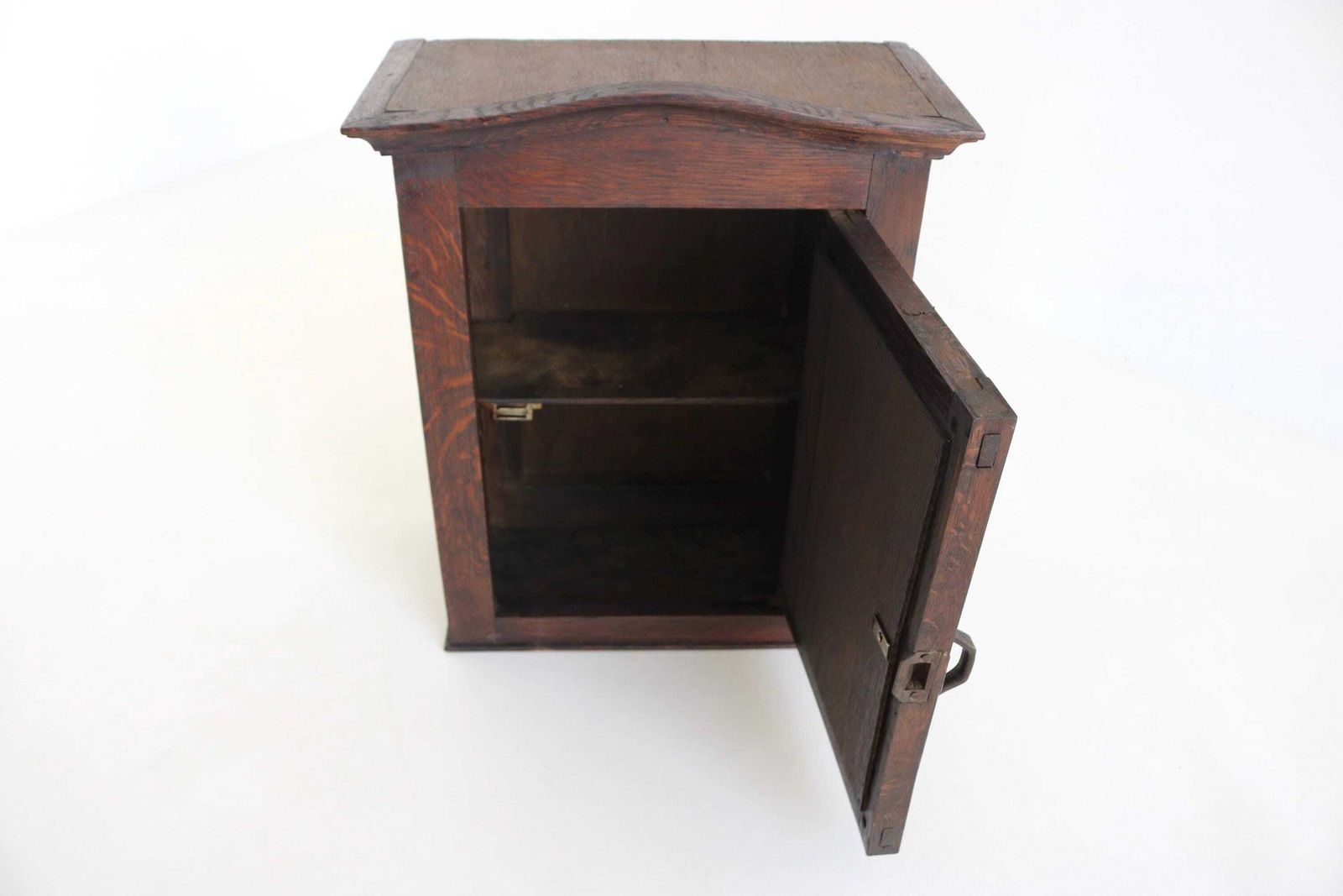 Antique Oak Mirror Wall Cabinet | Bathroom Storage | Hanging Or Freestanding photo vintage
