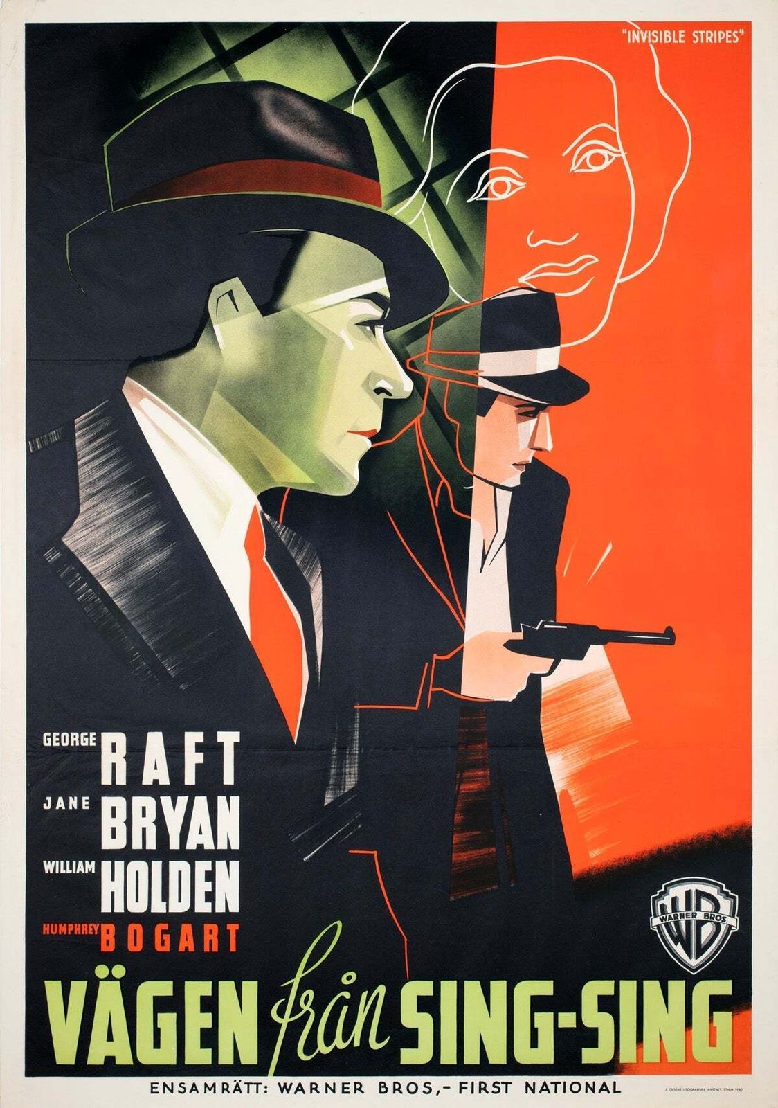 Affiche suédoise du film Invisible Stripes, 1940