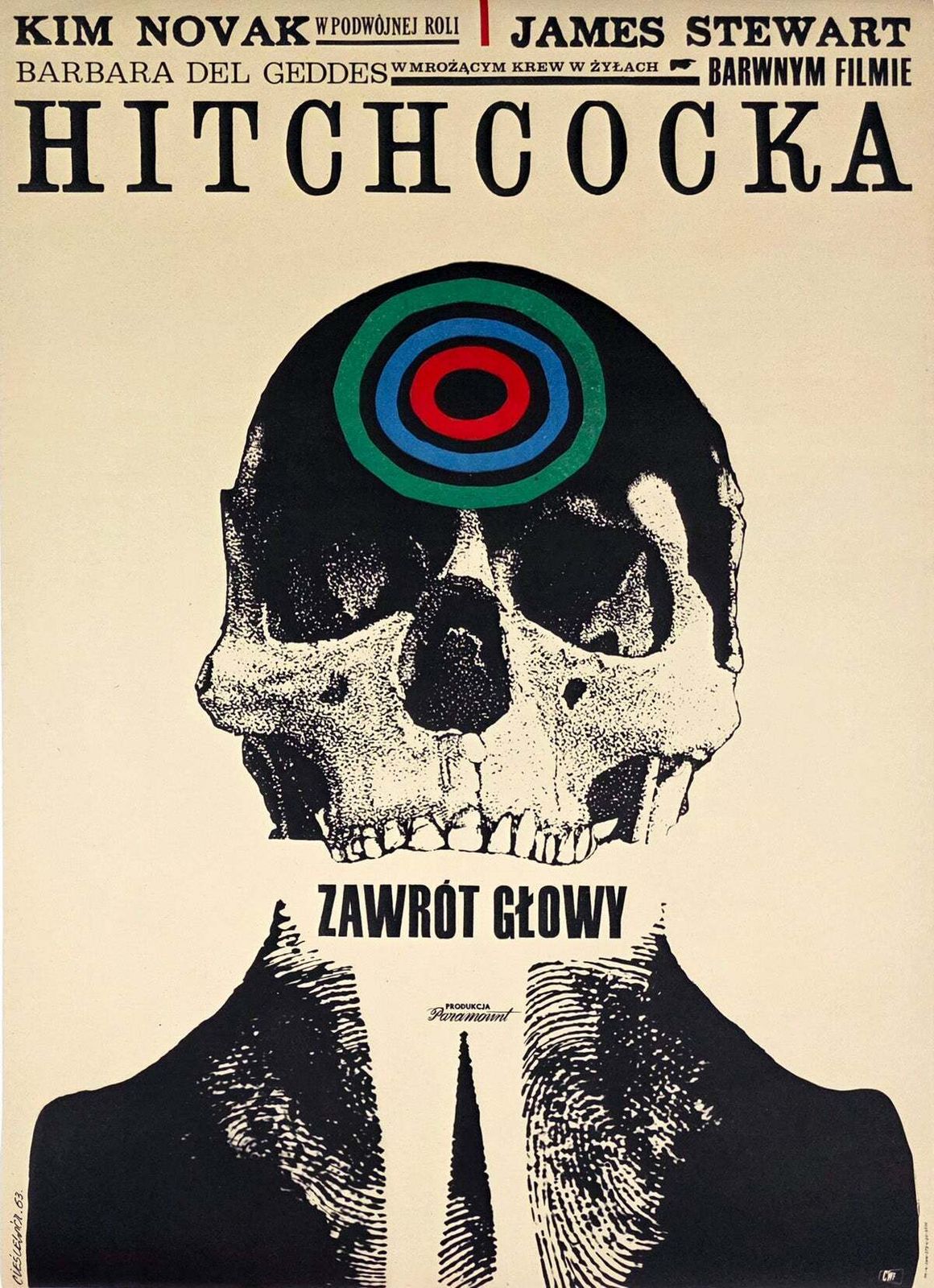 Affiche de cinéma polonaise A1 pour Vertigo, 1963, Roman Cieslewicz