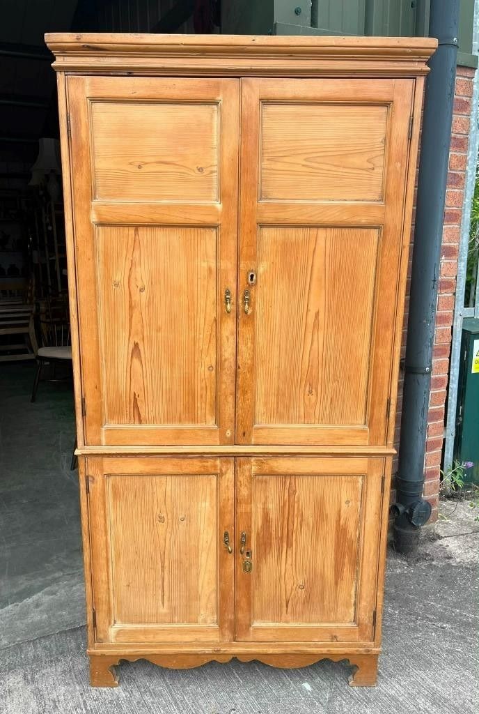 Antique 19th C Pine Large 4 Door Kitchen Housekeepers Larder Pantry Cupboard photo 575.0