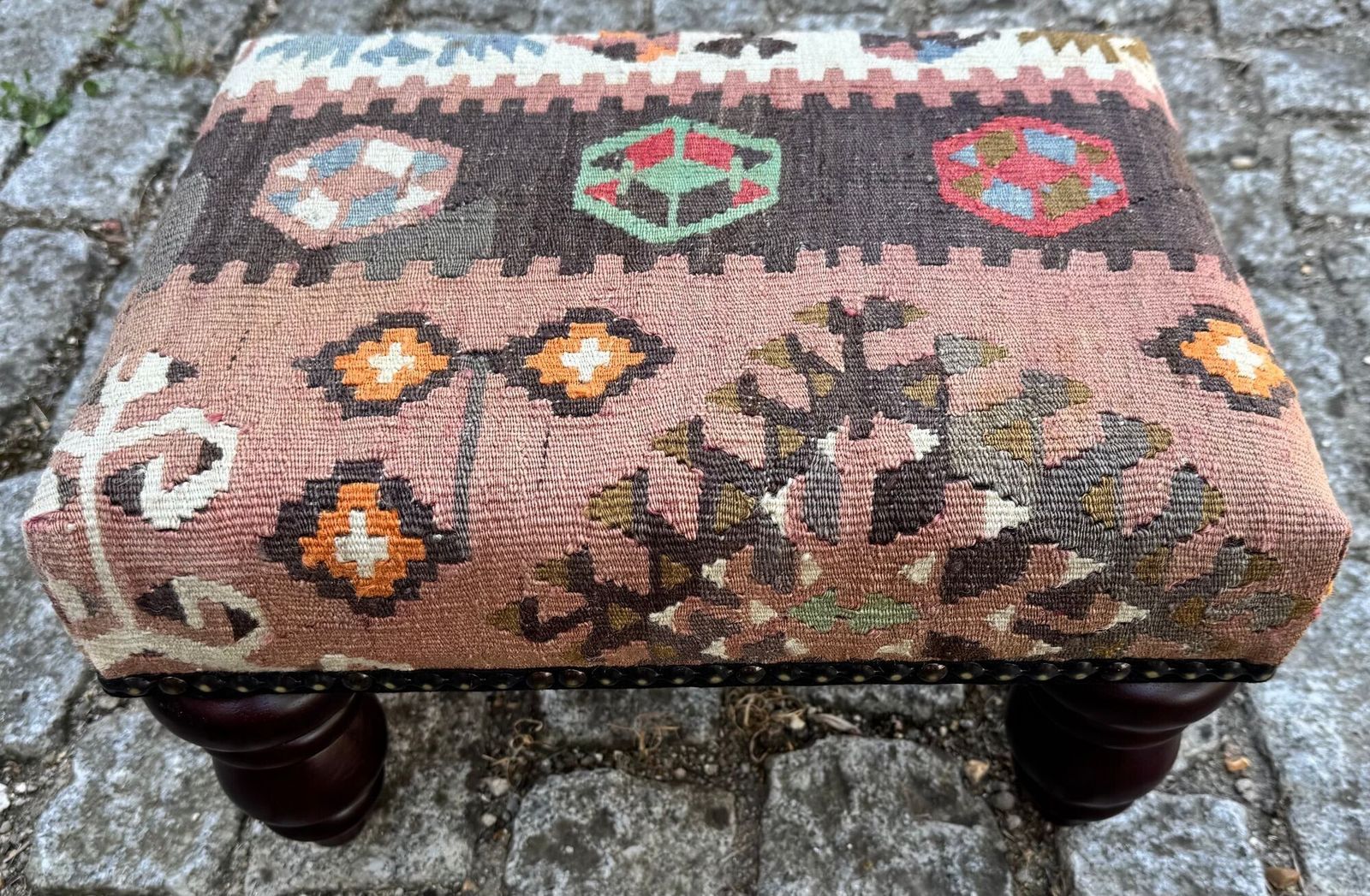 Kilim Covered Stool 0.42m X 0.31m X H0.24m photo 260.0