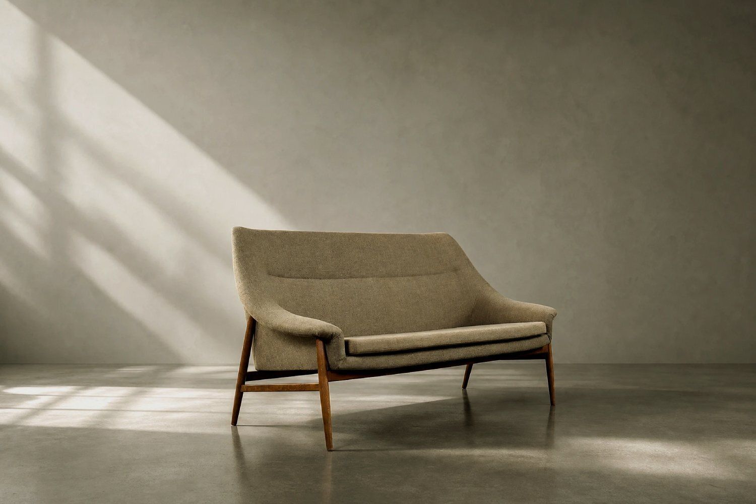 Canapé scandinave mid-century modern 2 places Grace en tissu brun, IKEA, 1961 photo Mobilier
