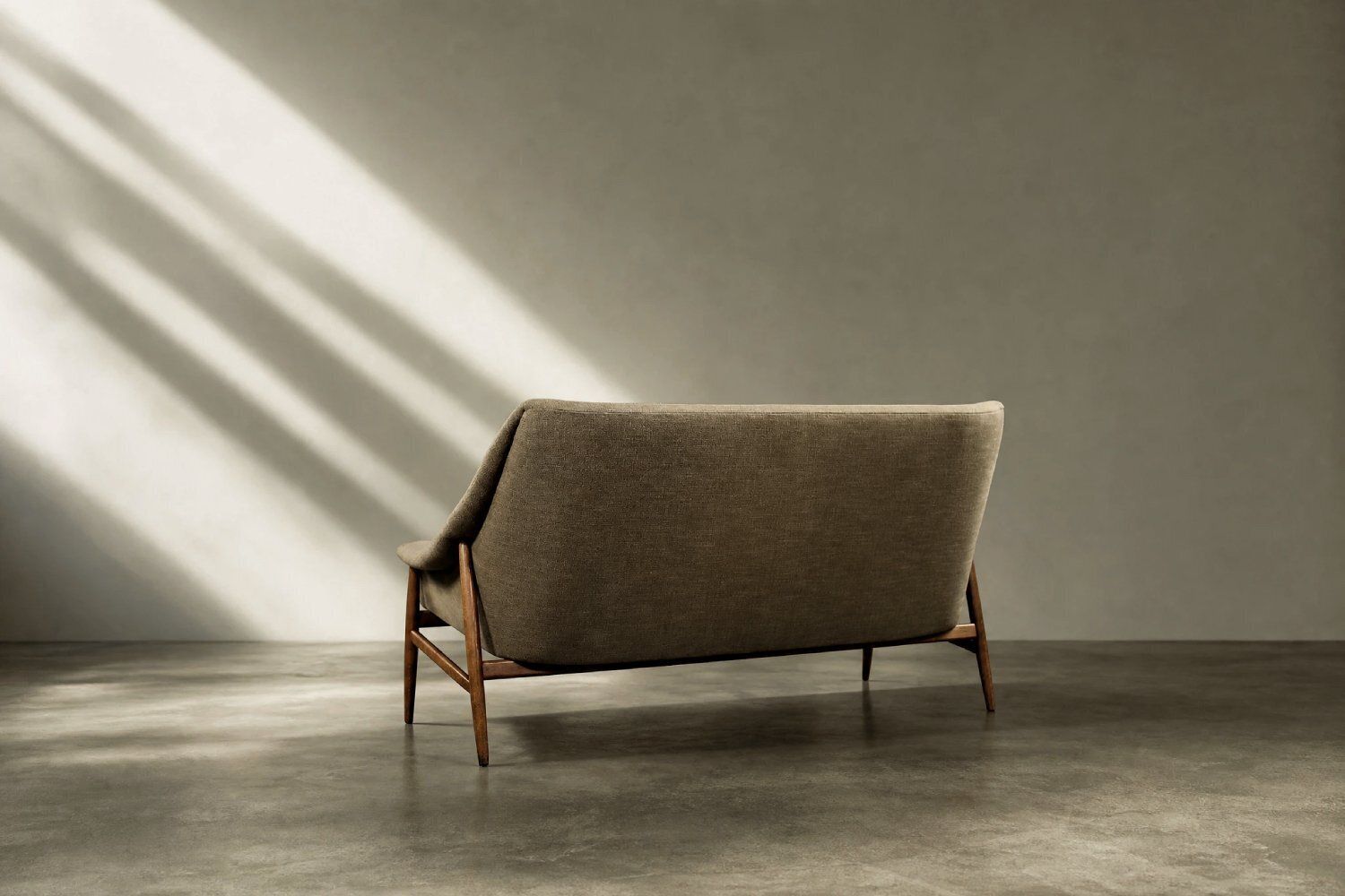 photo for sale Canapé scandinave mid-century modern 2 places Grace en tissu brun, IKEA, 1961